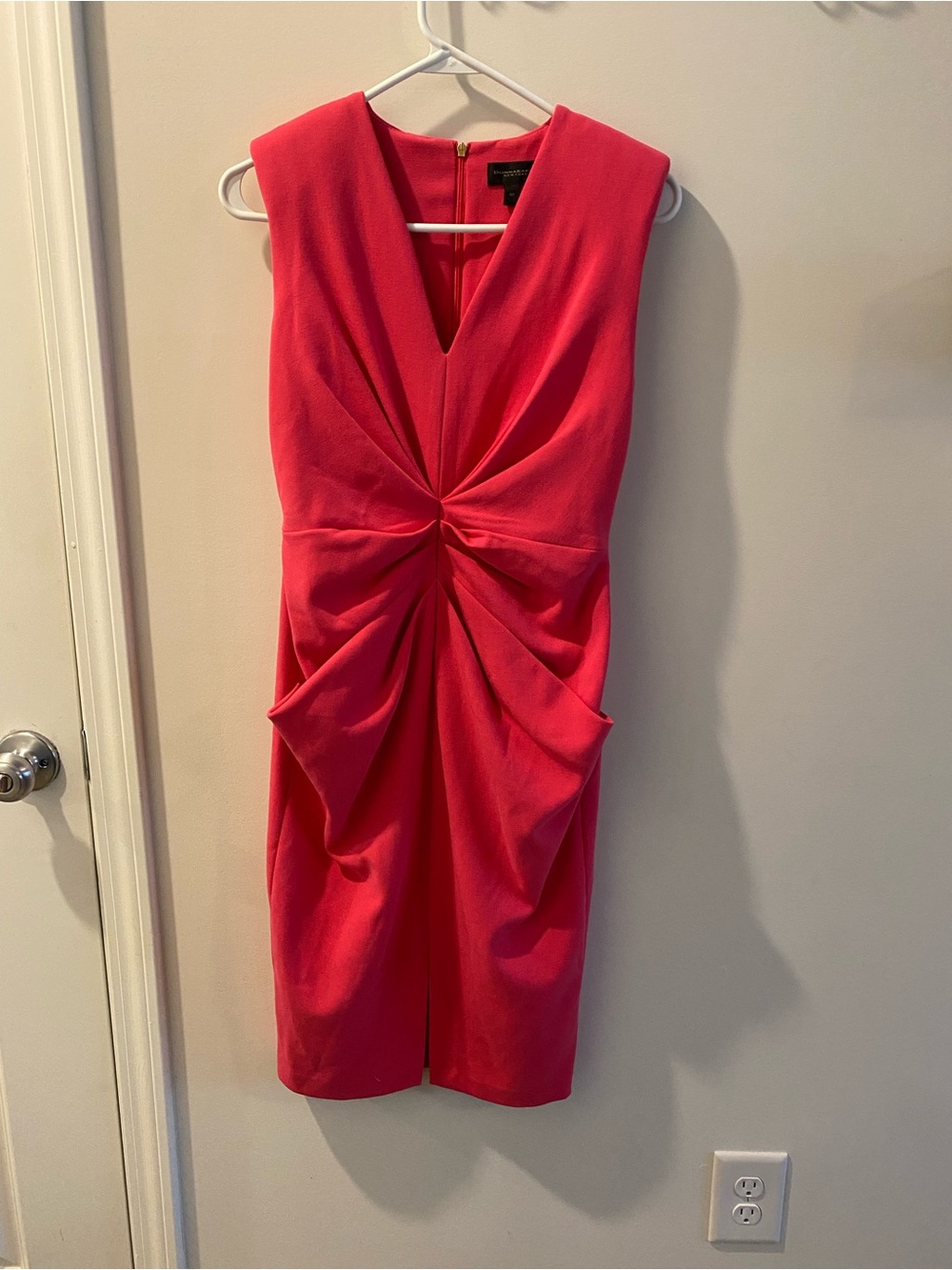 Donna Karan Hot Pink Twist-Front Sheath Mini Dress